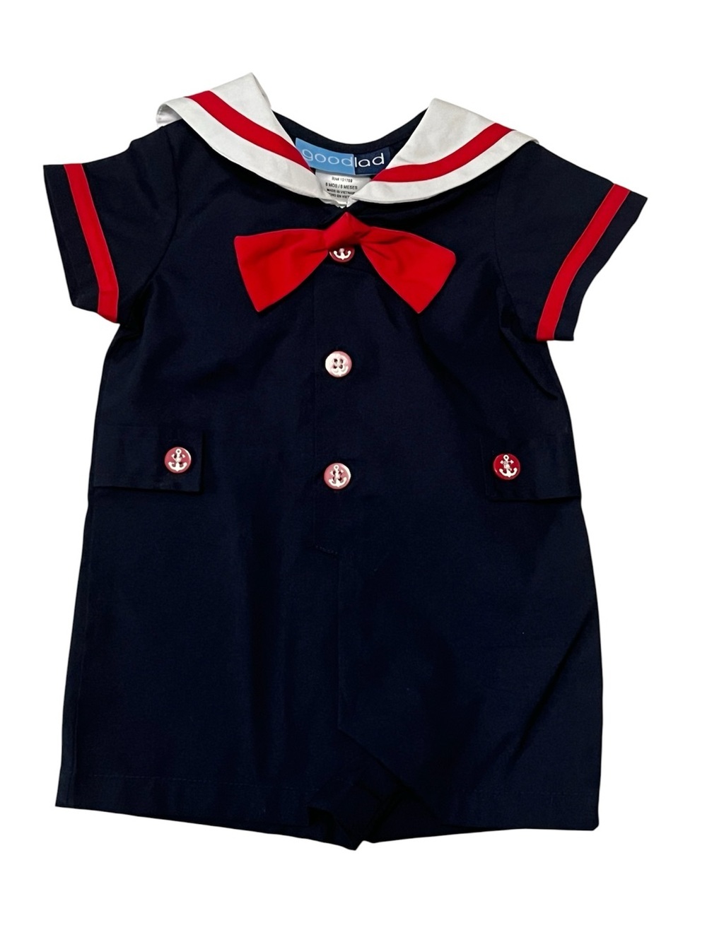 NWT Goodlad Baby Sailor Romper 6 Months Navy Red White Nautical Snap Bottom USA
